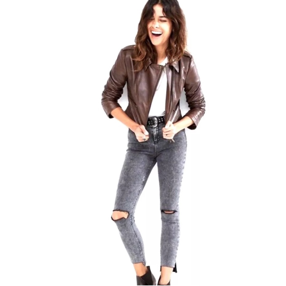 Asos women's Moto jacket size US2 100% Leather